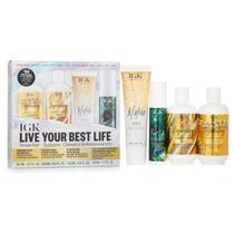 Conjunto de cuidados com o cabelo IGK Live Your Best Life Shampoo, condicionador, bálsamo para cabelo, óleo para cabelo