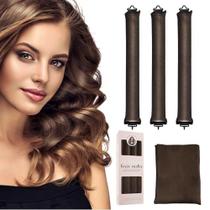 Conjunto de curling rods Heatless Yayabb Overnight com cachecol - marrom
