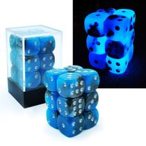 Conjunto de dados Bescon Two Tone Glowing D6 16mm Blue Dawn (12)