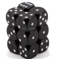Conjunto de dados Chessex 12 D6 16mm preto com branco com recipiente Conjunto de dados Chessex 12 D6 16mm preto com branco com recipiente