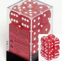 Conjunto de dados Chessex D6 vermelho opaco com branco de 16 mm (12 dados)