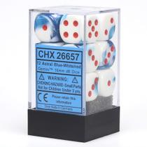 Conjunto de dados Chessex Gemini Astral Azul/Branco com Vermelho (12)