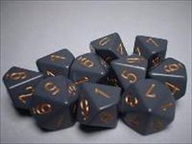 Conjunto de dados Chessex Opaque Dark Grey com cobre d10 (10) Conjunto de dados Chessex Opaque Dark Grey com cobre d10 (10)