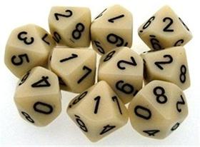 Conjunto de dados Chessex Opaque Ivory/Black Ten Sided Die d10 (10) Conjunto de dados Chessex Opaque Ivory/Black Ten Sided Die d10 (10)