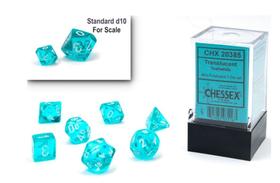 Conjunto de Dados Chessex Translúcidos Azul/Branco - 10mm - 7 Unidades Conjunto de Dados Chessex Translúcidos Azul/Branco - 10mm - 7 Unidades