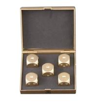 Conjunto de dados de metal de 15 mm com estojo de 6 lados, Mahjong dourado x5