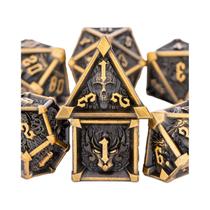 Conjunto De Dados De Metal DnD Com Caveira Dragão, Dados Poliedrais Para Jogos De Mesa
