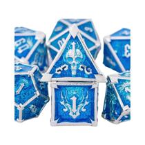 Conjunto De Dados De Metal DnD Com Caveira Dragão, Dados Poliedrais Para Jogos De Mesa
