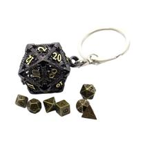 Conjunto De Dados De Metal Estilo Manchas De Sangue D20 7 Peças Kit Mini Portátil Para Jogos De