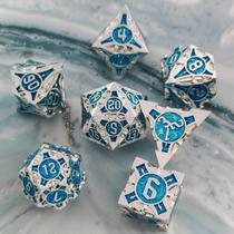 Conjunto de dados de metal WZLHJRAR DND D&D RPG de mesa com bolsa de couro