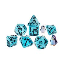 Conjunto De Dados De Resina Com Padrão De Pinguim Fofo 7 Peças Para Jogos De Dungeons And Dragons