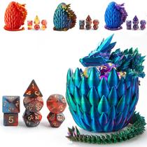 Conjunto de dados DND (7 peças) e ovo de dragão impresso em 3D, brinquedos Fidget, ovo de dragão surpresa e conjunto de dados poliédricos com caixa de presente, jogo com ovos de dragão para RPG DND MTG