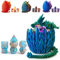 Conjunto de dados DND (7 peças) e ovo de dragão impresso em 3D, brinquedos Fidget, ovo de dragão surpresa e conjunto de dados poliédricos com caixa de presente, jogo com ovos de dragão para RPG DND MTG