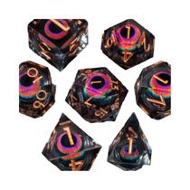 Conjunto De Dados DND Com Núcleo Líquido D20 D12 D10 D8 D6 D4, Dados De Resina Com Bordas Afiadas