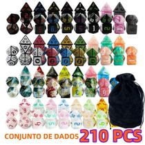 Conjunto De Dados DND De Acrílico Com 210 Peças E Bolsa De Veludo Para Jogos De RPG - Presente Conjunto De Dados DND De Acrílico Com 210 Peças E Bolsa De Veludo Para Jogos De RPG - Presente