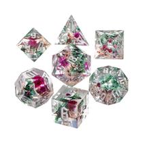 Conjunto De Dados DnD De Resina Preta Feito À Mão Poliédrico Com Bordas Afiadas Dungeons And Dragons