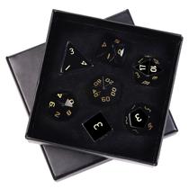 Conjunto de dados DND mookaitedecor Obsidian Crystal Polyhedral 7 peças Conjunto de dados DND mookaitedecor Obsidian Crystal Polyhedral 7 peças
