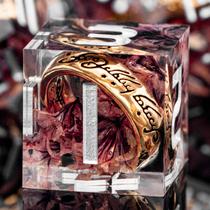 Conjunto de dados DND ORIFANTOU Magic Golden Ring com estojo de flor rosa