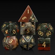 Conjunto de dados DNDND Bloodstone de 7 peças com estojo de metal para D&D