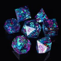 Conjunto de dados FugaCity DND feito à mão com 7 acessórios para TTRPG