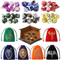 Conjunto de dados Grajar DND 42 unidades com bolsa e bandeja para Dungeons & Dragons Conjunto de dados Grajar DND 42 unidades com bolsa e bandeja para Dungeons & Dragons