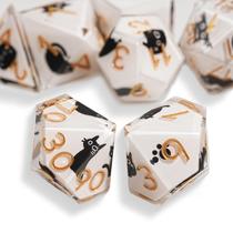 Conjunto de dados GU BEI TE DND, 7 peças de resina estilo gato para jogos de RPG