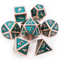 Conjunto de Dados Haxtec DND Copper Teal - Com Bolsa de Couro