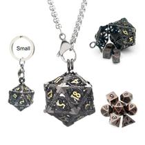 Conjunto de dados Haxtec Mini Metal DND com estojo de colar e chaveiro
