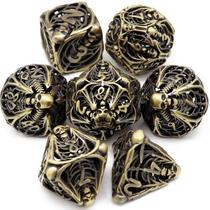 Conjunto de dados Haxtec Skeleton Halloween Hollow Metal D&D RPG
