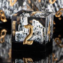 Conjunto de dados KERWELLSI DND D&D com caixa de presente, 7 peças de resina Sharp Edge