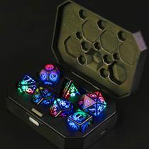 Conjunto de dados LED D&D recarregável com caixa de carregamento multicolorida Conjunto de dados LED D&D recarregável com caixa de carregamento multicolorida