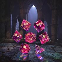 Conjunto de dados MINI PLANET Polyhedral DND feito à mão Peachy Galaxy