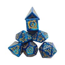 Conjunto De Dados Multifacetados Com Padrão De Dragão Azul Para Jogos De Tabuleiro, Acessórios Para