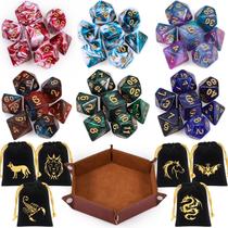 Conjunto de Dados Poliédricos CiaraQ 42 Peças Multicolorido RPG DND