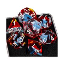 Conjunto De Dados Poliedricos De Resina Azul Com 7 Peças Para Jogos De RPG D4 D6 D8 D10 D12 D20