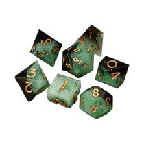 Conjunto De Dados Poliedricos De Resina Verde DnD Com Bordas Afiadas Para Jogos De Tabuleiro