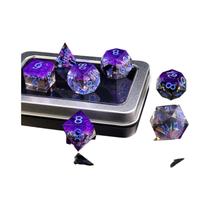 Conjunto De Dados Poliedricos Transparentes Roxos Com 7 Peças Para Dungeons & Dragons DND