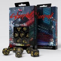 Conjunto de dados Q-Workshop Cyberpunk Red Wet Work com 7 dados