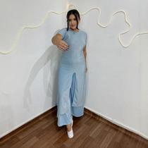 Conjunto de Dança Bata Fenda e Calça Pantalona Moda Evangélica Feminina