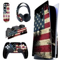 Conjunto de decalques de pele PlayVital US Flag para PS5 Disc Edition