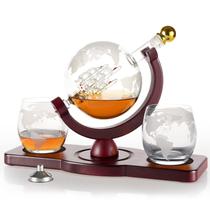Conjunto de decantadores de uísque Oaksea Globe com 2 copos de cristal