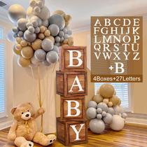 Conjunto de decoração: caixas de balão de bebê FengRise Brown com 27 letras Conjunto de decoração: caixas de balão de bebê FengRise Brown com 27 letras