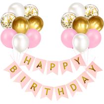 Conjunto de Decoração com Balões Rosa e Dourado para Festa de Aniversário Yocharm Conjunto de Decoração com Balões Rosa e Dourado para Festa de Aniversário Yocharm