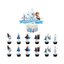 Conjunto De Decoração De Aniversário Frozen Elsa Anna 13 Peças Para Meninas Com Decoração De Cupcake