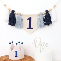 Conjunto de decoração de aniversário JUIIZAY 1st Birthday azul e branco