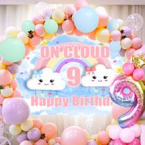 Conjunto de decoração de aniversário LaVenty On Cloud 9 para meninas 9th Conjunto de decoração de aniversário LaVenty On Cloud 9 para meninas 9th