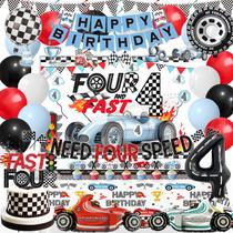 Conjunto de decoração de aniversário Miruwtog Need Four Speed Racing Car