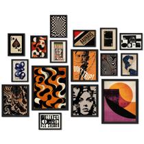 Conjunto de decoração de arte de parede ANERZA Retro 70s emoldurado 16 peças para casa