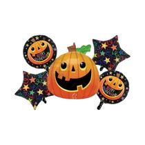 Conjunto De Decoração De Balões De Halloween 5 Peças: Chapéus De Bruxa, Fantasmas E Abóboras Para