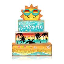 Conjunto de decoração de bandejas de verão em camadas de madeira Britimes Sunshine Conjunto de decoração de bandejas de verão em camadas de madeira Britimes Sunshine